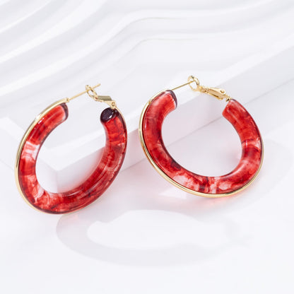Chunky Gold Resin Hoop Earrings Leverback Statement Huggie Hoops Dangle Drop Dressy Earring Prom Festival Vacation Jewelry for Women