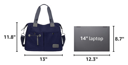 Tote Bag for Women,Multi Pockets Shoulder Handbag,Nurse Bag for Work,Large Cross body Purse,Fashion Nylon Top Handle Satchel