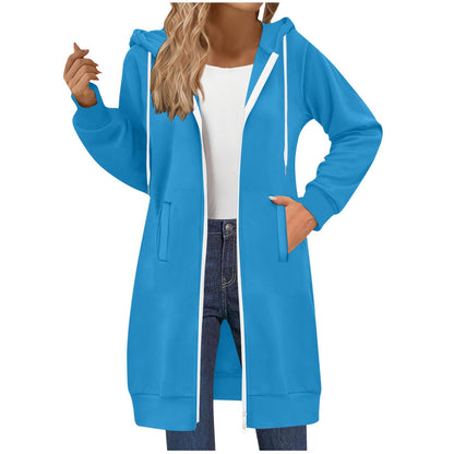Long Hoodies for Women Zip Up Hooded Sweatshirt Jackets Lightweight Loose Comfort Fleece Fashion Fall Winter Clothes