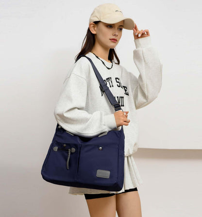 Tote Bag for Women,Multi Pockets Shoulder Handbag,Nurse Bag for Work,Large Cross body Purse,Fashion Nylon Top Handle Satchel