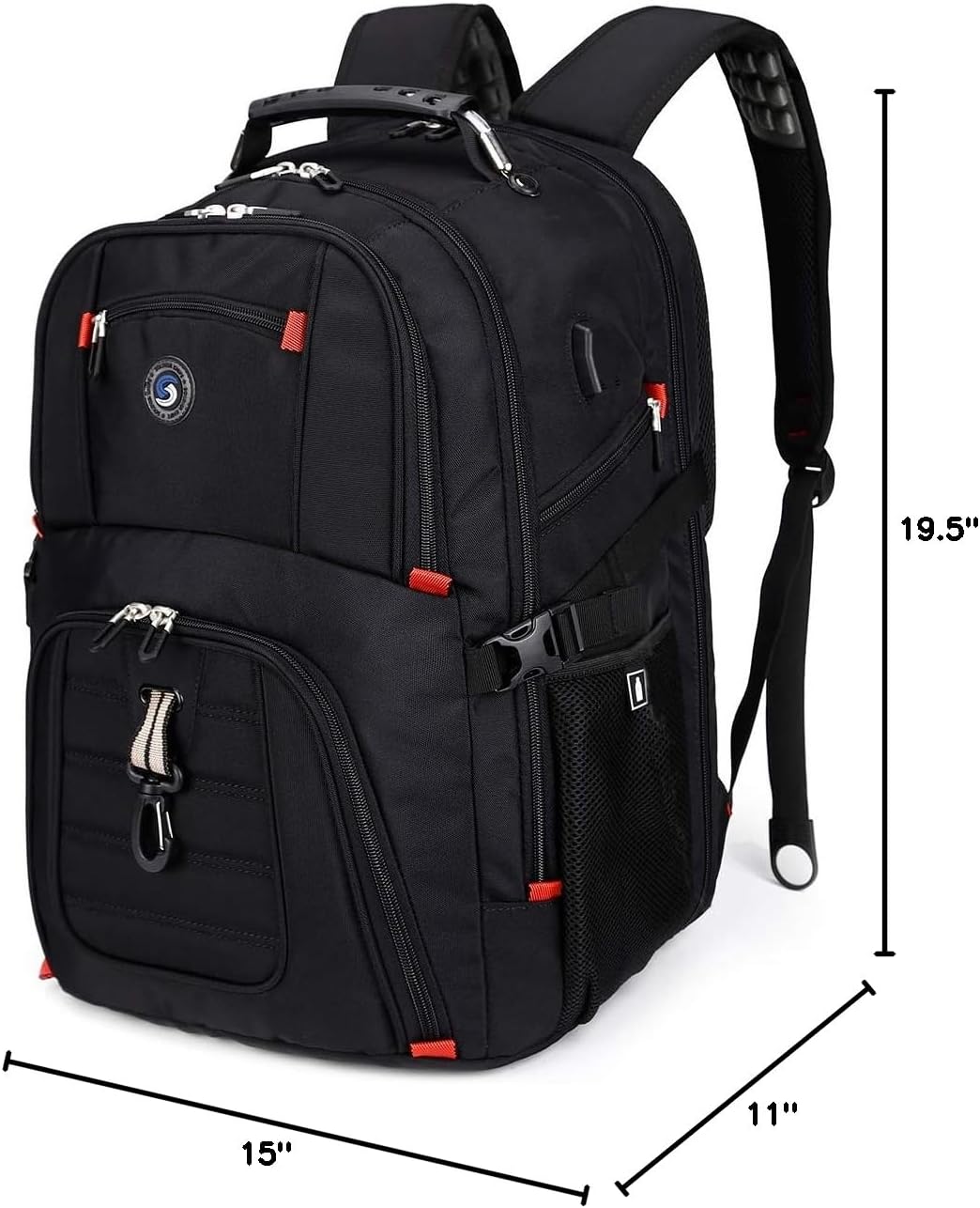 SHRRADOO Extra Large 50L Travel Laptop Backpack with combination lock,High School College Backpack Airline Approved Business Work Bag Fit 17 Inch Laptops for Men Women,Black