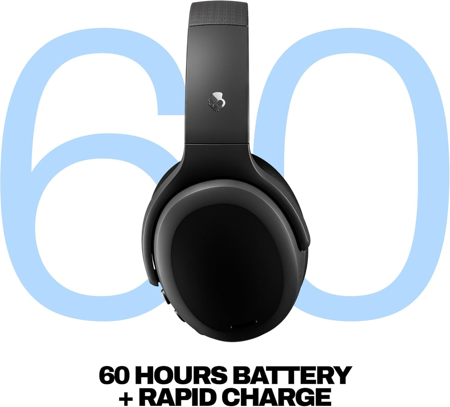 Skullcandy Crusher ANC 2 Noise Cancelling Wireless Headphones - True Black | Multi-Sensory Crusher Bass, Over-Ear Fit, Bluetooth, 60 Hours Battery, Working Out, Gym, Travel, Studying, Music, Gaming