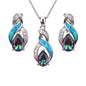 Jewelry Sets Australian Created Opal Necklace Earrings Jewelry for Mom