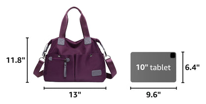 Tote Bag for Women,Multi Pockets Shoulder Handbag,Nurse Bag for Work,Large Cross body Purse,Fashion Nylon Top Handle Satchel