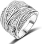 Mytys 2 Tone Intertwined Crossover Statement Ring Fashion Chunky Band Rings for Women Wide Index Finger Rings Costume Jewelry