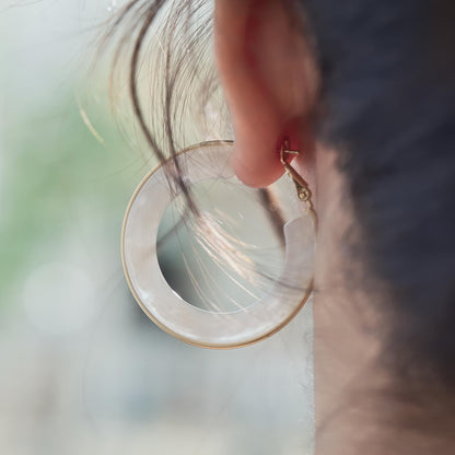 Chunky Gold Resin Hoop Earrings Leverback Statement Huggie Hoops Dangle Drop Dressy Earring Prom Festival Vacation Jewelry for Women