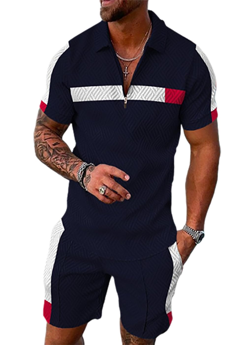 Mens Short Sets 2 Piece Outfits Polo Shirt Fashion Summer Tracksuits Casual Set Short Sleeve and Shorts Set for Men