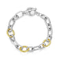 Mytys Chunky Chain Link Bracelet Two-Tone Mixed Metal Textured Toggle Clasp Statement Bangle Bracelet Jewelry for Women Fashion