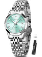 OLEVS Watches Women with Date Silver Stainless Steel Luxury Ladies Watches with Small Writs Diamond Watches for Women Waterproof Elegant Dress Quartz Analog Women's Wrist Watches Reloj de Mujer