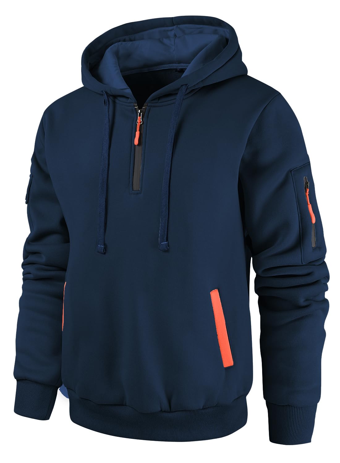 Leidowei Men's Hoodies Casual Pullover Hooded Sweatshirt Long Sleeve Quarter Zip Hoody Tops With Kangaroo Pocket