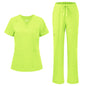 floralhue Scrubs for Women, V-Neck Straight Leg Pants with 12 Pockets | Slit Hem Cargo Pant Storage, Yoga Waistband, Water Resistance, For Nurses, Clinics, Long Shifts, Daily Medical Uniforms