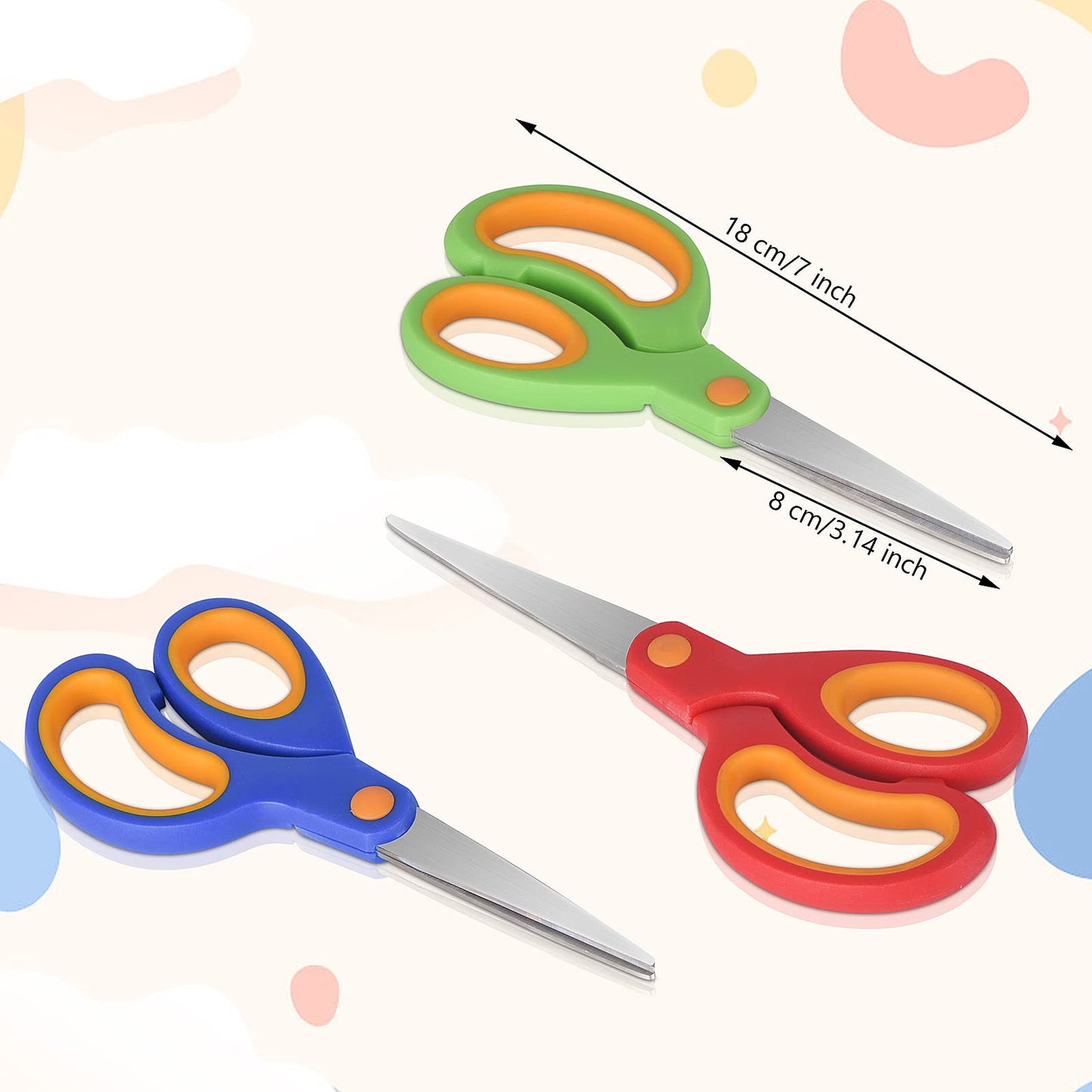 ELECKEY Scissors for School Kids Student, Kids Scissors 36 Count Bulk Set Teacher Pack(Rounded-tip, Blunt), 5 Inch | for Classroom, Teacher Pack, Rounded-tip, Blunt