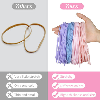 KJAHLAL Large Heavy Duty Rubber Bands - 120 Pcs, 7x1/8 Inches, Assorted Colors, Office & Home Use