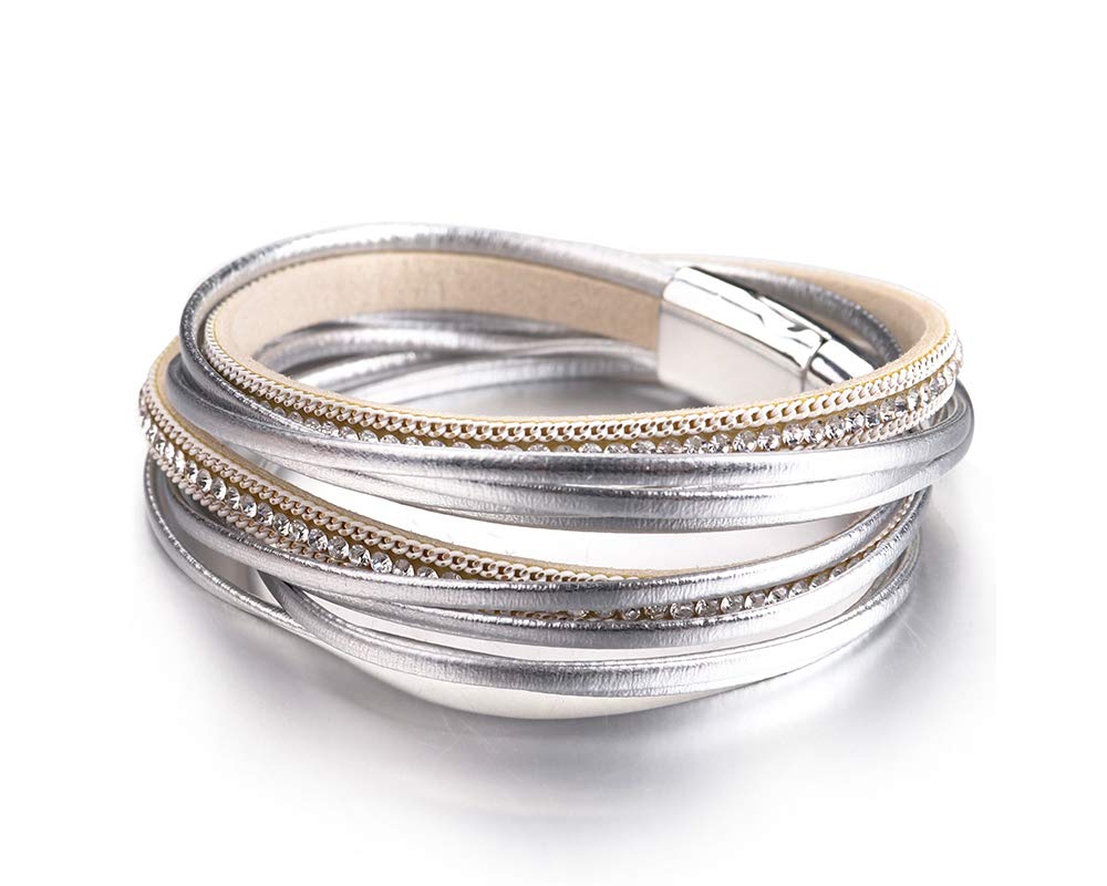 Fesciory Leather Wrap Bracelets for Women, Boho Western Layered Jewelry | Layered leather cuff bracelets, Easy on and off, Boho western style, Daily wear, Gift for women