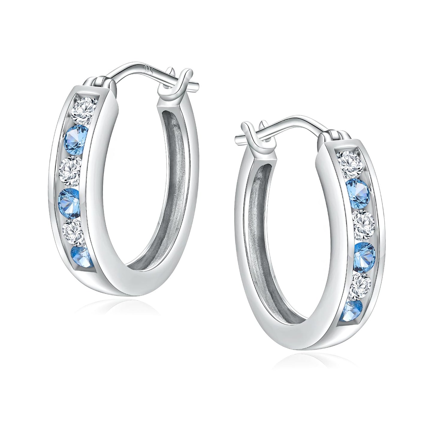 Channel Set Small Huggie Hoop Earrings Sterling Silver or 14K Gold Color,Lightweight Hypoallergenic CZ Diamond Chunky Hoop Earrings for Women