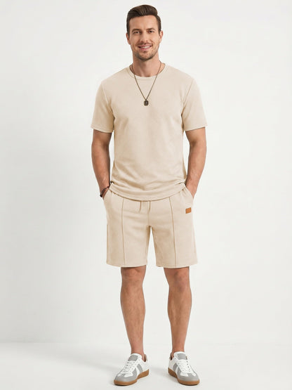 JMIERR Men's 2 Piece Outfit Anti-wrinkle T Shirts and Shorts Summer Beach Vacation Lounge Workout Pajamas Short Sleeve Sets