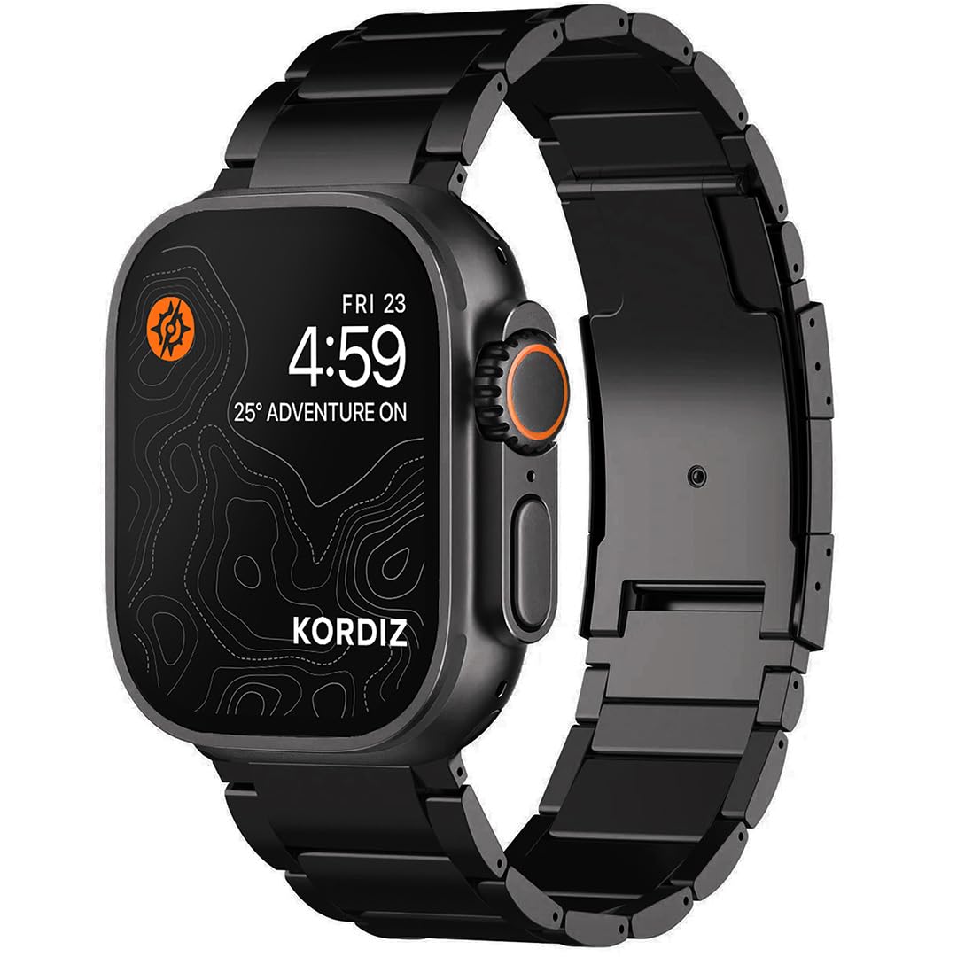 KORDIZ Titanium Watch Band T01 Max - Fits Apple Watch ULTRA 3 & ULTRA 2/1 (49mm) - Adjustable Titanium Apple Watch Band with Secure Clasp - Premium Color Matching Band (T01 Max | ULTRA Silver)