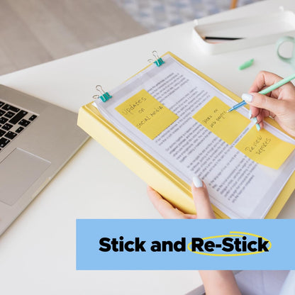 Post-it 100% Recycled Super Sticky Notes, 3 x 3 in, Pastels, 5 Pads | School Supplies and Office Products, 2X the Sticking Power