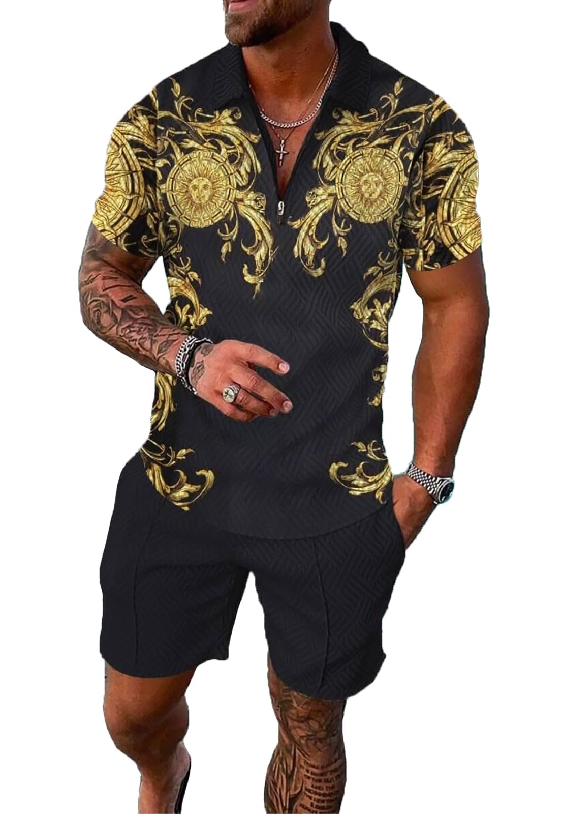 Mens Short Sets 2 Piece Outfits Polo Shirt Fashion Summer Tracksuits Casual Set Short Sleeve and Shorts Set for Men