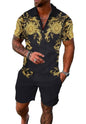 Mens Short Sets 2 Piece Outfits Polo Shirt Fashion Summer Tracksuits Casual Set Short Sleeve and Shorts Set for Men