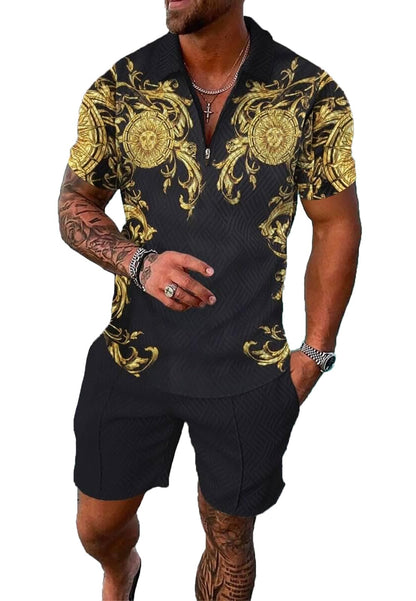 Mens Short Sets 2 Piece Outfits Polo Shirt Fashion Summer Tracksuits Casual Set Short Sleeve and Shorts Set for Men