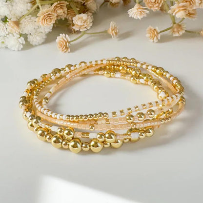 14K Gold Plated Pearl Beaded Cross Bracelets Stack Set for Women,Stretch Boho Colorful Christian Beads Ball Jewelry Friendship Summer Trendy Gift