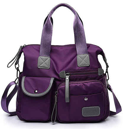 Tote Bag for Women,Multi Pockets Shoulder Handbag,Nurse Bag for Work,Large Cross body Purse,Fashion Nylon Top Handle Satchel