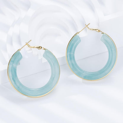 Chunky Gold Resin Hoop Earrings Leverback Statement Huggie Hoops Dangle Drop Dressy Earring Prom Festival Vacation Jewelry for Women