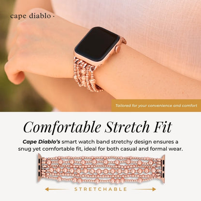 Cape Diablo Handmade Gemstone Watch Band for Women Compatible with Apple Watch 38mm 40mm 41mm 42mm 44mm 45mm, Boho Stretchable Strap Fits for iWatch Series 11/10/9/8/7/6/5/4/3/2/1 SE 3/2/1
