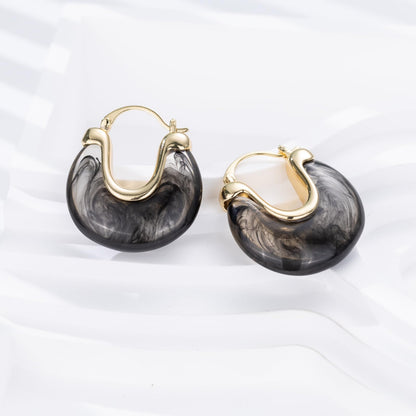 Chunky Gold Resin Hoop Earrings Leverback Statement Huggie Hoops Dangle Drop Dressy Earring Prom Festival Vacation Jewelry for Women