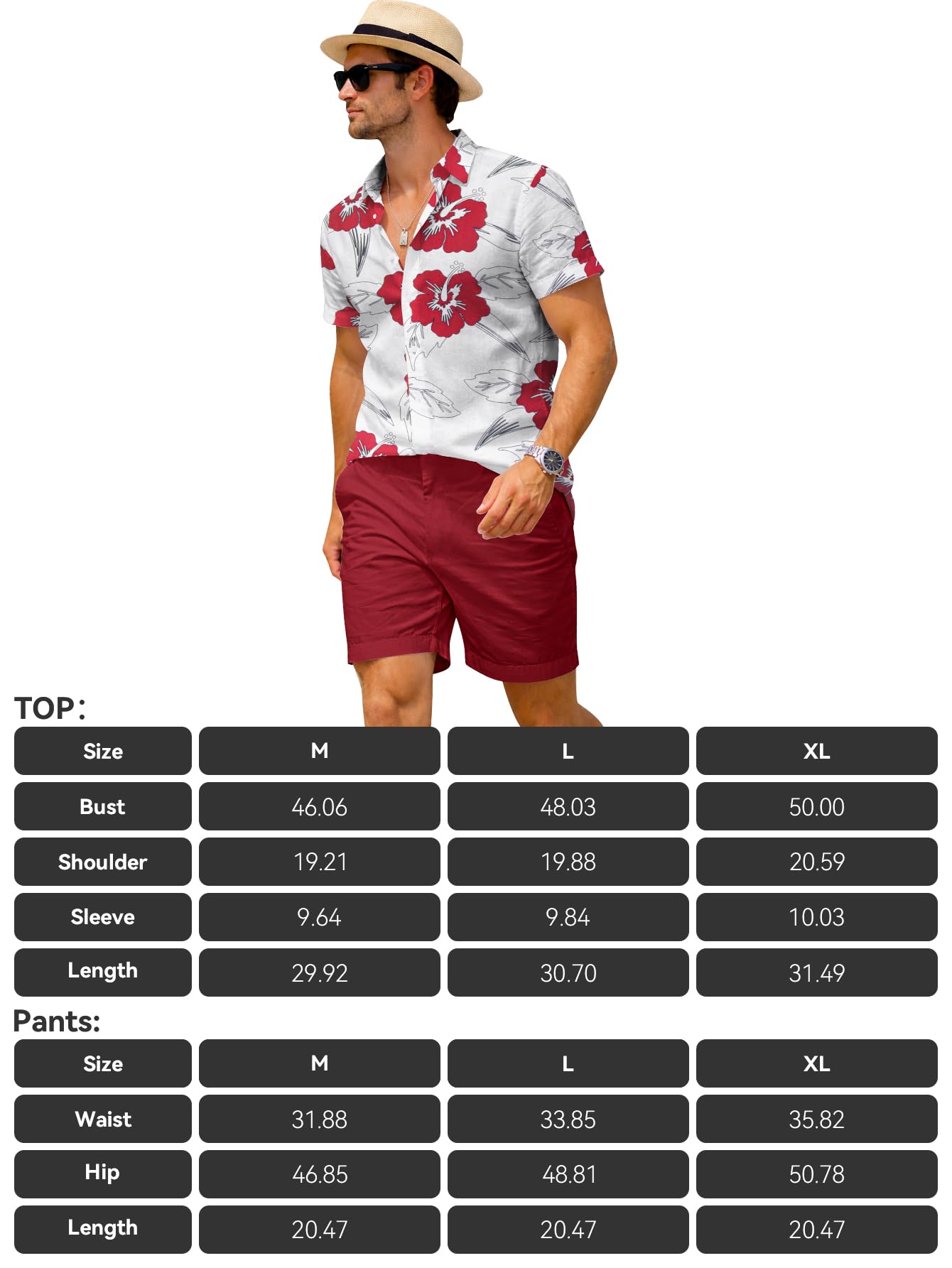 Yoimira Men's Summer Outfits 2 Piece Short Sets Hawaiian Floral Button Down Shirt and Shorts Vacation Beach Cruise Set