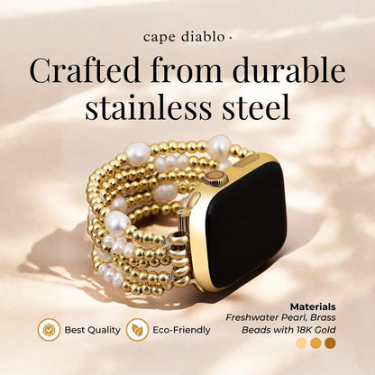 Cape Diablo Handmade Gemstone Watch Band for Women Compatible with Apple Watch 38mm 40mm 41mm 42mm 44mm 45mm, Boho Stretchable Strap Fits for iWatch Series 11/10/9/8/7/6/5/4/3/2/1 SE 3/2/1