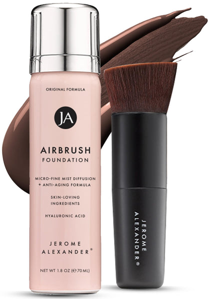 Jerome Alexander MagicMinerals AirBrush Foundation – 2 Piece Set with Airbrush Foundation and Kabuki Brush - Spray Makeup with Anti-aging Ingredients for Smooth Radiant Skin - Light Medium
