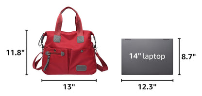 Tote Bag for Women,Multi Pockets Shoulder Handbag,Nurse Bag for Work,Large Cross body Purse,Fashion Nylon Top Handle Satchel