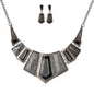 YAZILIND Vintage Ethnic Tibetan Silver Irregular Rhinestone Bib Collar Earrings Necklace Jewelry Set
