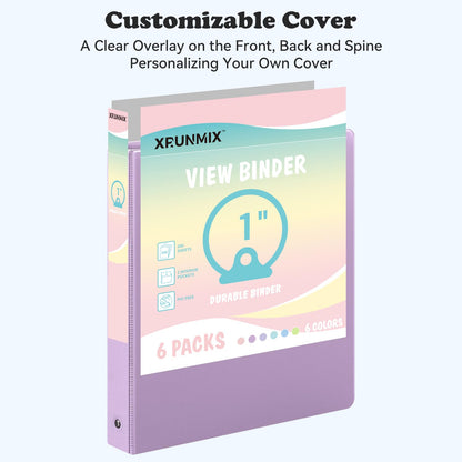 1.5-Inch 3-Ring Binder with Pockets, 1-1/2’’ Premium View Binders with Three Ring Binders Holds up to 325 Sheets US Letter Size, Bulk Pack of 6, Perfect for Home, Office, and School (1.5-inch) White