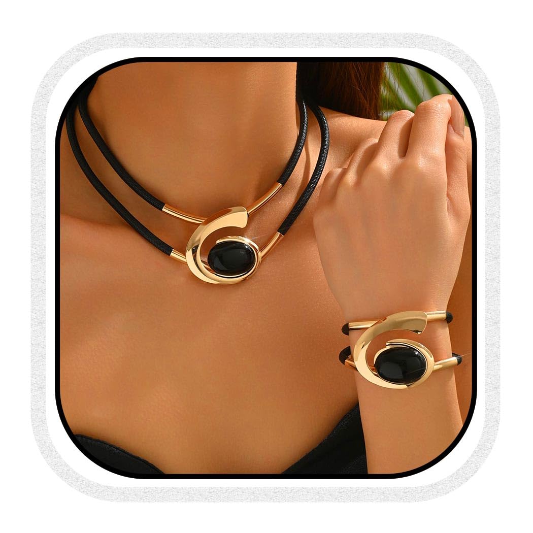 CLOACE Gold Necklace Set Boho Double-Layer Pendant Necklace Bracelet Sets Vintage Fashion Jewelry for Women