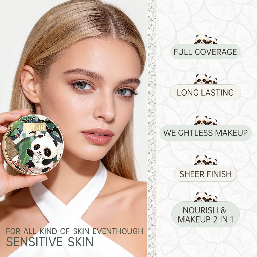 Catkin Phoenix Cushion Foundation Buildable Coverage Anti-Aging Serum Makeup, Sheer Satin Finish, Refill Included, Light Beige 0.46 Oz x 2, C02 IVORY