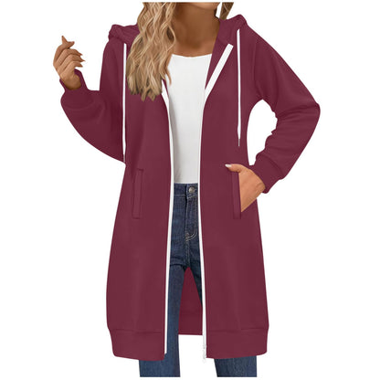 Long Hoodies for Women Zip Up Hooded Sweatshirt Jackets Lightweight Loose Comfort Fleece Fashion Fall Winter Clothes