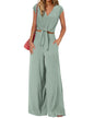PRETTYGARDEN Women's Summer 2 Piece Outfits 2026 Cap Sleeve V Neck Belted Crop Tops Wide Leg Pant Sets Casual Tracksuit