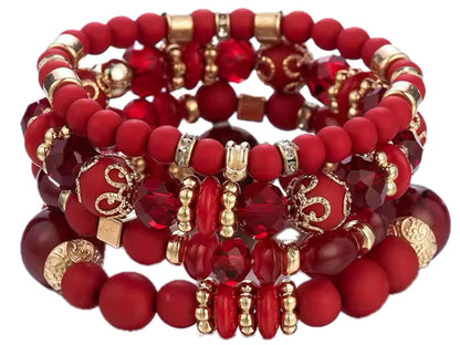 Women Beaded Bracelet Set | Colorful Boho Stackable Trendy Design with Crystal Accents Multilayer Bangle Bracelet | Fashion Stretch Braclets Jewelry for Women