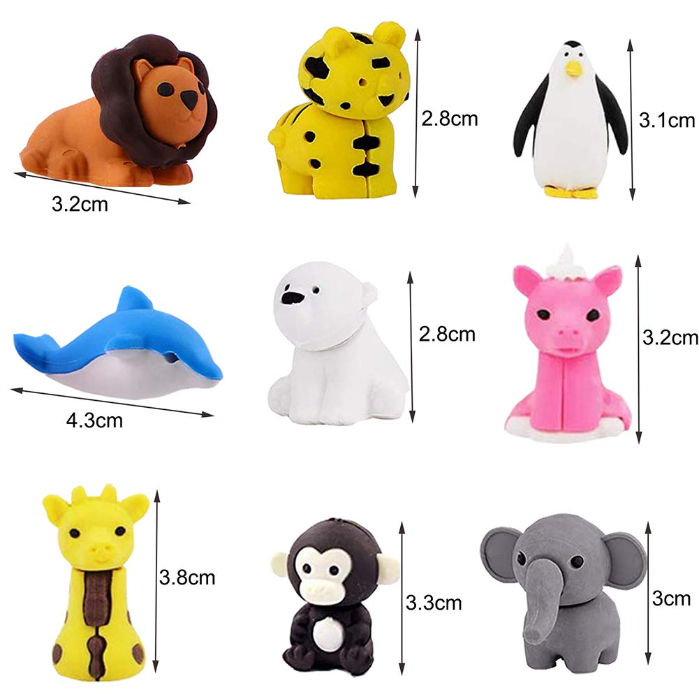 URSKYTOUS 60Pcs Animal Erasers Desk Pets for Kids,Classroom Prizes | Bulk Puzzle Erasers Toys,Party Favors,Back to School,Treasure Chest,Goodie Bag Stuffers,Easter Egg Fillers,Stocking Stuffers