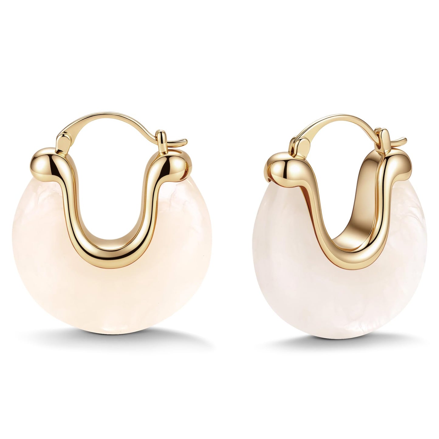 Chunky Gold Resin Hoop Earrings Leverback Statement Huggie Hoops Dangle Drop Dressy Earring Prom Festival Vacation Jewelry for Women
