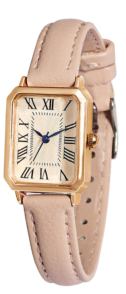 BESTKANG Leather Strap Watches for Women Elegant Dainty Ladies Watch Vintage Rectangle Women Quartz Wrist Watch