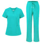 floralhue Scrubs for Women, V-Neck Straight Leg Pants with 12 Pockets | Slit Hem Cargo Pant Storage, Yoga Waistband, Water Resistance, For Nurses, Clinics, Long Shifts, Daily Medical Uniforms