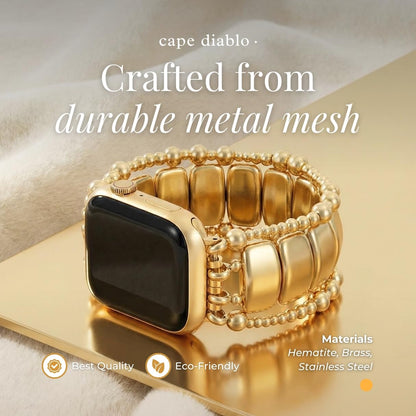 Cape Diablo Handmade Gemstone Watch Band for Women Compatible with Apple Watch 38mm 40mm 41mm 42mm 44mm 45mm, Boho Stretchable Strap Fits for iWatch Series 11/10/9/8/7/6/5/4/3/2/1 SE 3/2/1