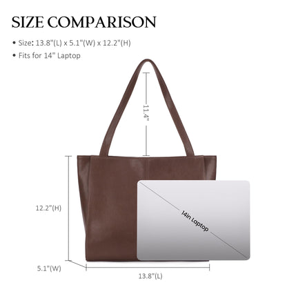 befen Genuine Leather Tote Bag for Women Work, Women's Leather Shoulder Bags Purses Satchel Handbags with Laptop Compartment
