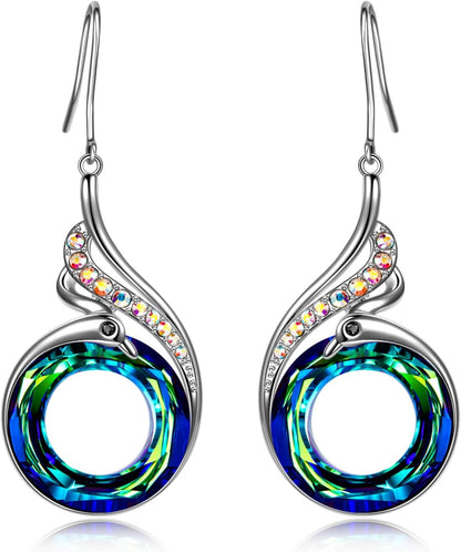 Kate Lynn Rise From the Ashes Phoenix Dangle Earrings, Crystal from Austria | Symbol of Luck and Renewal, Meaningful Birthday Gift for Women