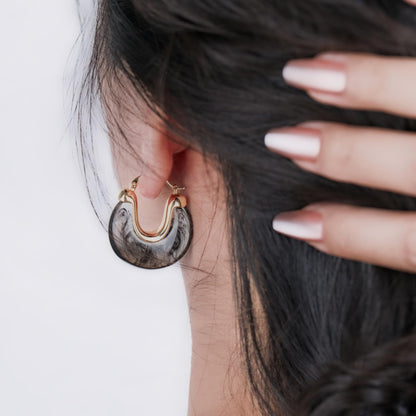 Chunky Gold Resin Hoop Earrings Leverback Statement Huggie Hoops Dangle Drop Dressy Earring Prom Festival Vacation Jewelry for Women