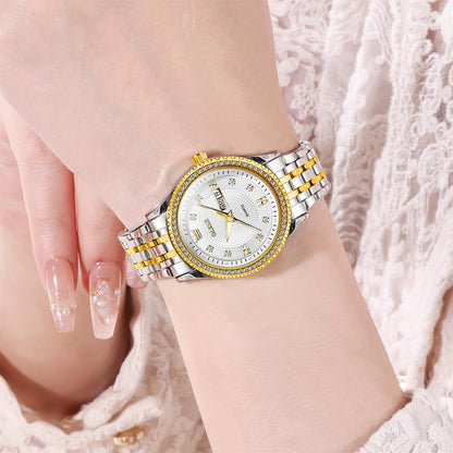 OLEVS Watches Women with Date Silver Stainless Steel Luxury Ladies Watches with Small Writs Diamond Watches for Women Waterproof Elegant Dress Quartz Analog Women's Wrist Watches Reloj de Mujer